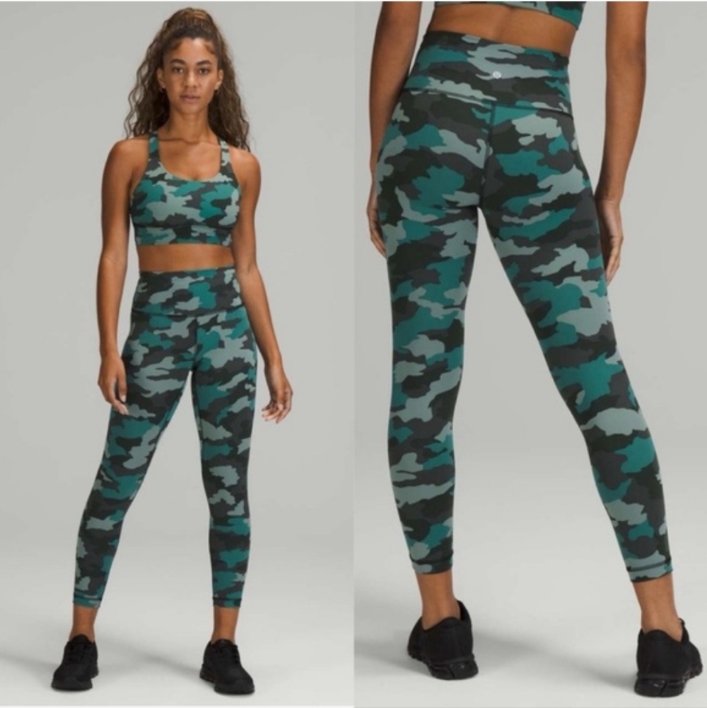 Lululemon Wunder Under HR Tight 25” In Camo Tidewater Teal Size 4